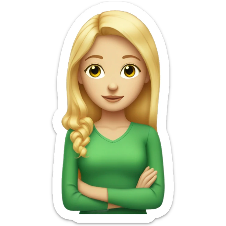Blonde hair Girl with green eyes and orange cat sticker