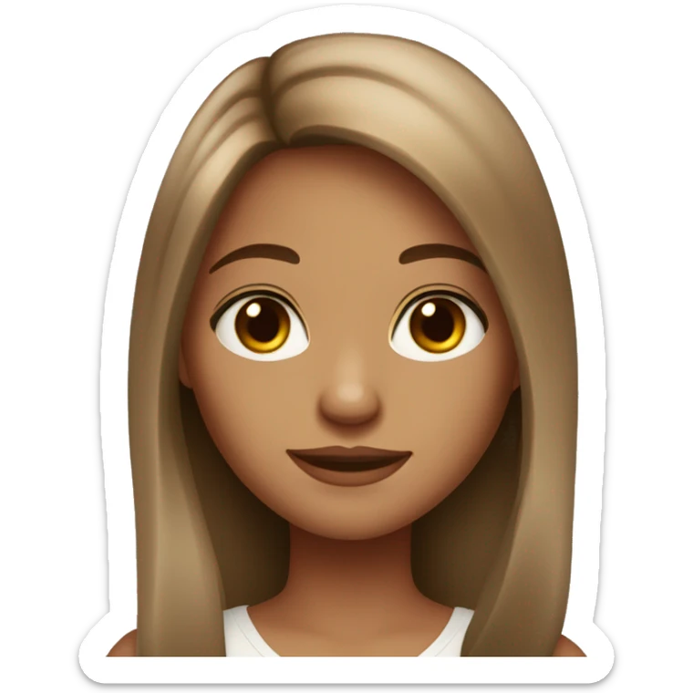 fair medium tan skin girl with hazel eyes and brown long hair  sticker