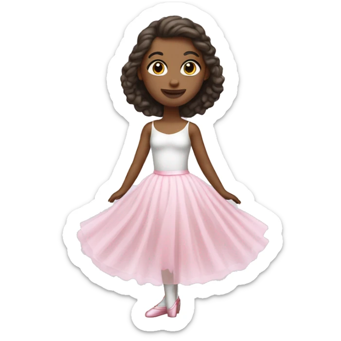 A ballerina with a big white skirt and pink shoes sticker
