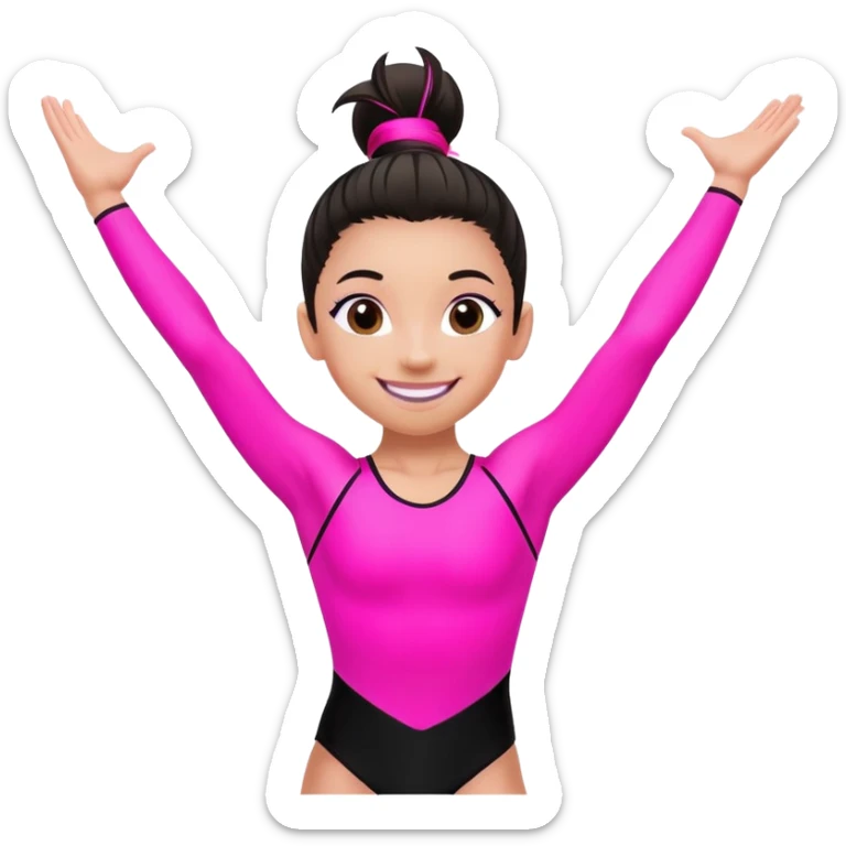 "A gymnast in neon pink and black outfit with a smile and a look of surprise (normal skin) sticker