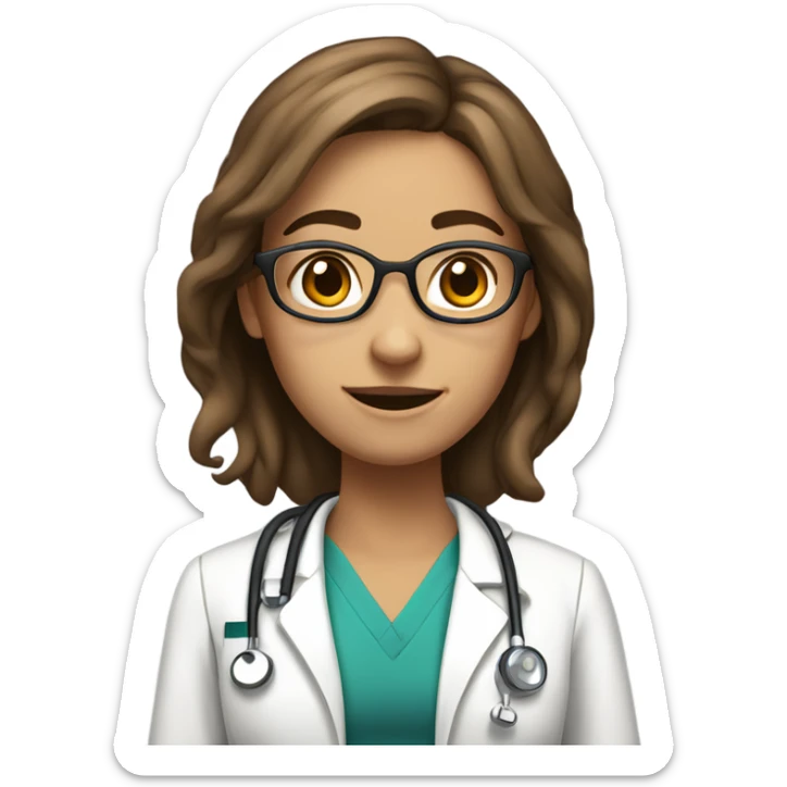 a full body medical student talking 20 years old girl student tan skin, brown hair sticker