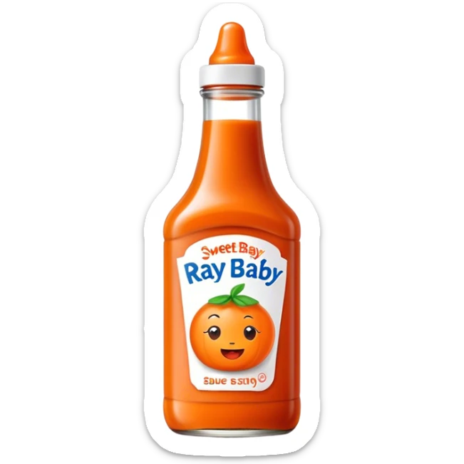 Sweet Baby Ray’s sauce brand bottle, orange color sticker
