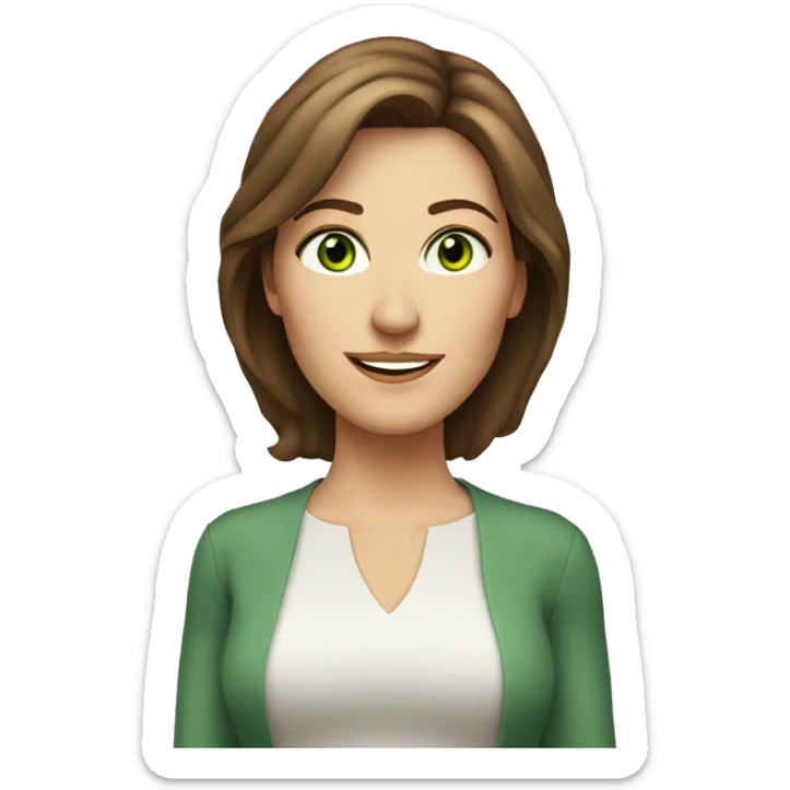 pretty middle age caucasian woman with brown hair and green eyes sticker