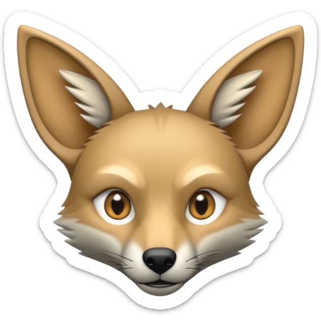 An emoji of a jackal, with a sleek, slender body and pointed ears. Its fur is a mix of tan and gray, with sharp, observant eyes. It has a cunning, alert expression, symbolizing intelligence and adaptability sticker
