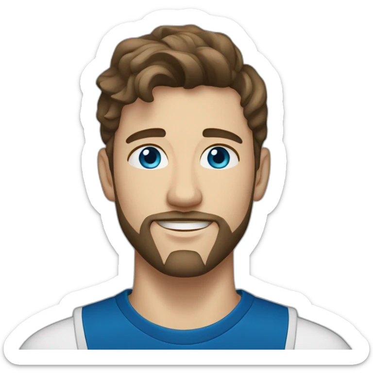 a 21 year old white scandinavian man with a goatee beard and dark brown short wavy brown hair with blue eyes sticker