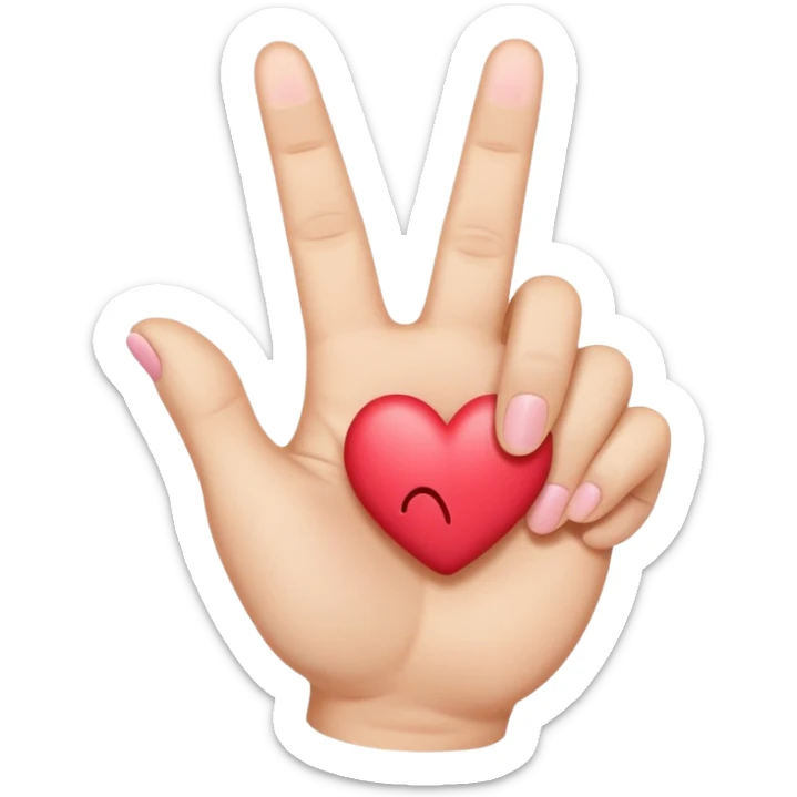 The emoji kiss with heart 😘, but adding three fingers in front of the mouth, the thump and pinky finger being bent sticker
