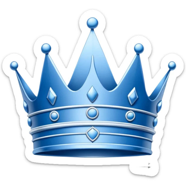 side view of a blue blueprint plan with the sketch of a crown in white lines sticker