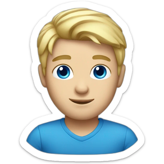 male, blue eyes, blonde hair, blue shirt, big head sticker