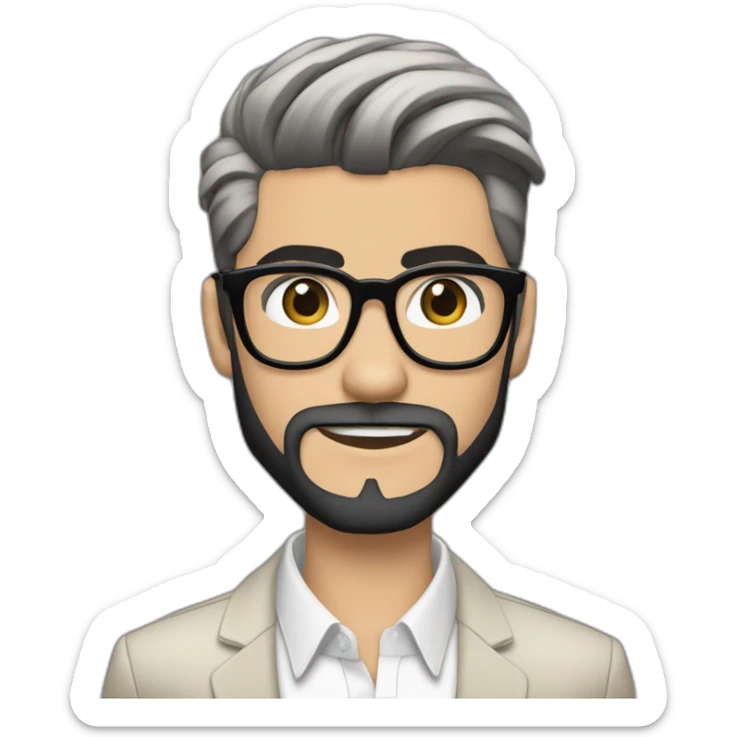 a dashing zayn malik with a perfectly groomed black beard and sleek black hair, confidently sporting a stylish pair of spectacles sticker