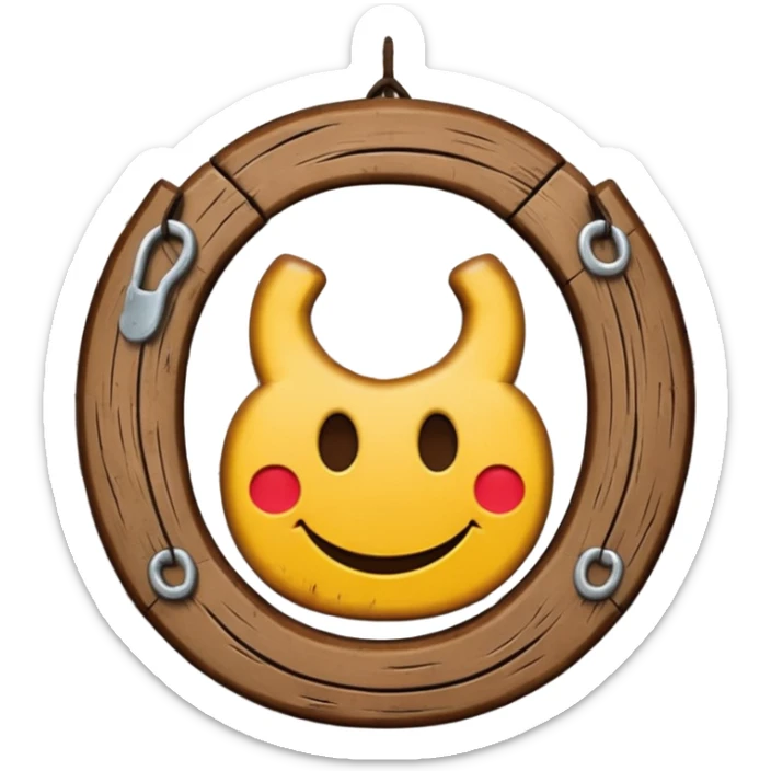 Emoji wooden sign with horseshoe with the inscription OK sticker