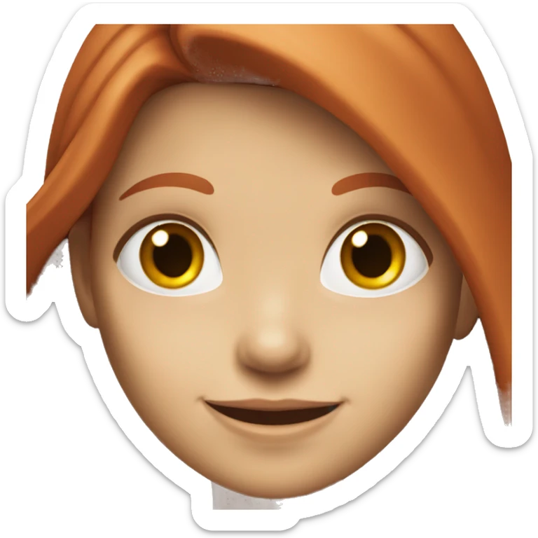 A gray-eyed red-haired girl with long hair is smiling sticker