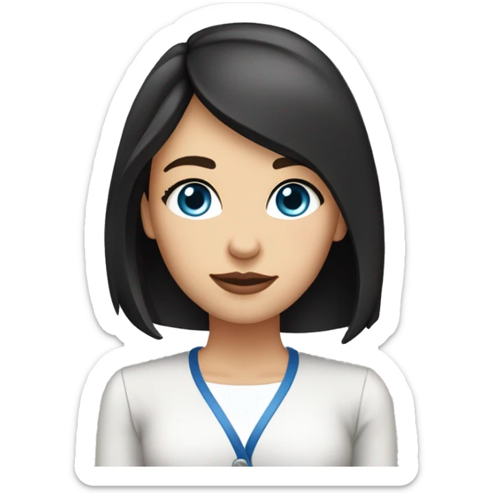 waist-length portrait, Slavic woman with blue eyes, eyes look up, fair skin, straight gradient medium length hair, eyes makeup, dressed in white T-shirt and office black jacket, one side of hair is tucked behind the ear sticker