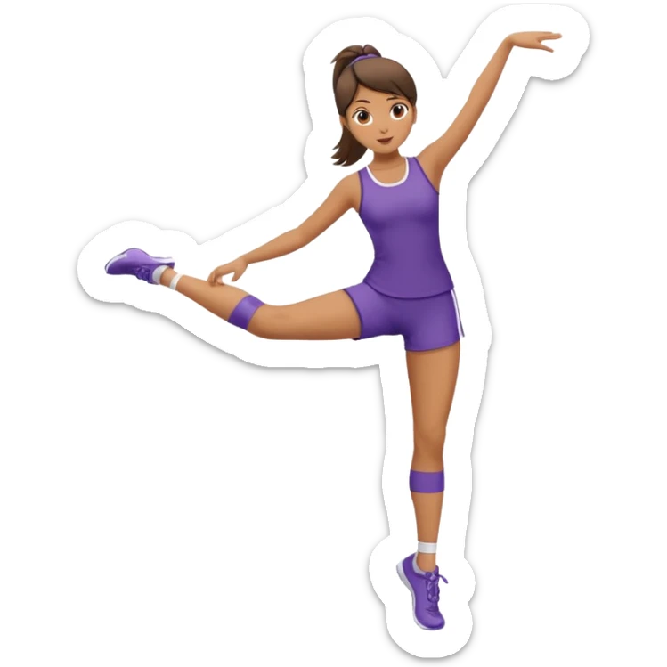 The girl stands on one leg, raising her leg to the very top  sticker