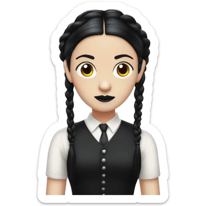 Wednesday Addams, dread-locks hairstyle sticker