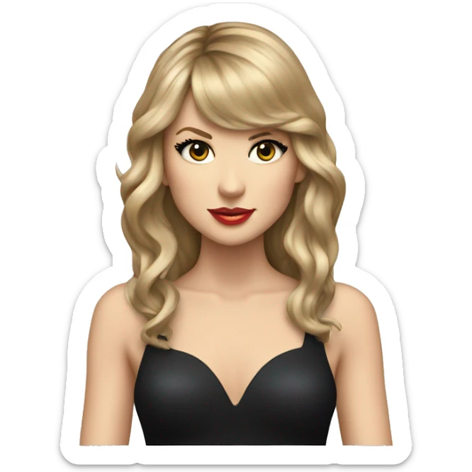Taylor Swift with long hair and black bodysuit on with microphone in hand  sticker