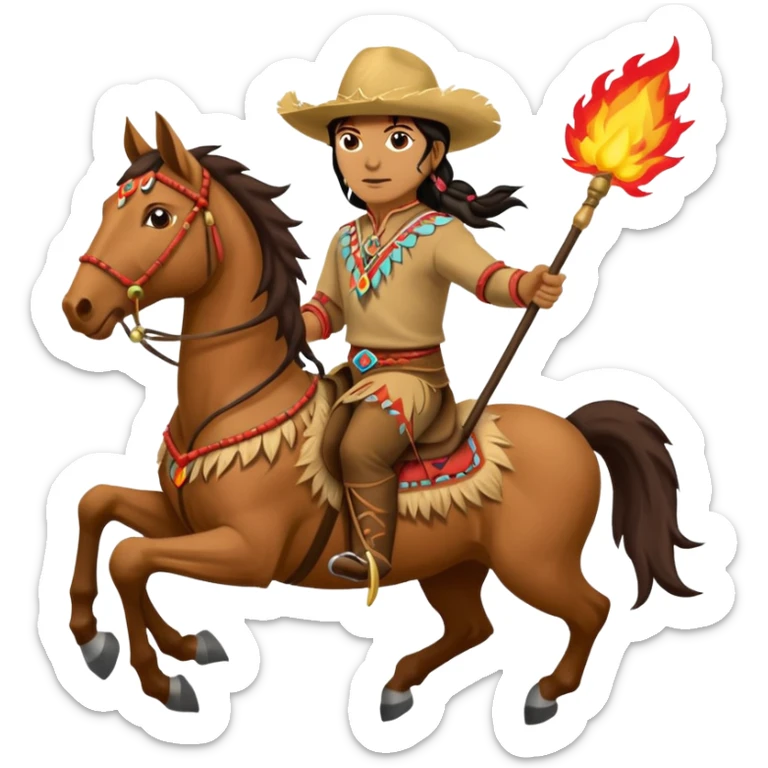 FSU chief Osceola riding horse and planting flaming spear sticker