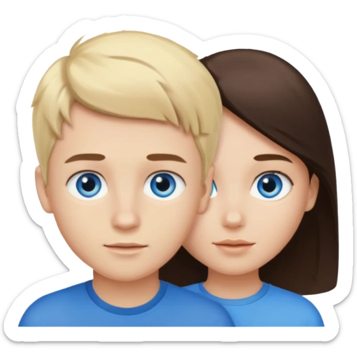 Couple blond boy bleu and the girl brunette hair and blue eyes  sticker