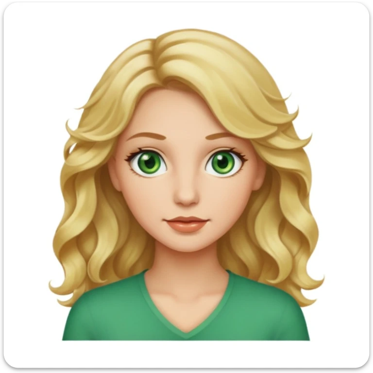 woman with wavy blonde hair, green eyes, attractive sticker