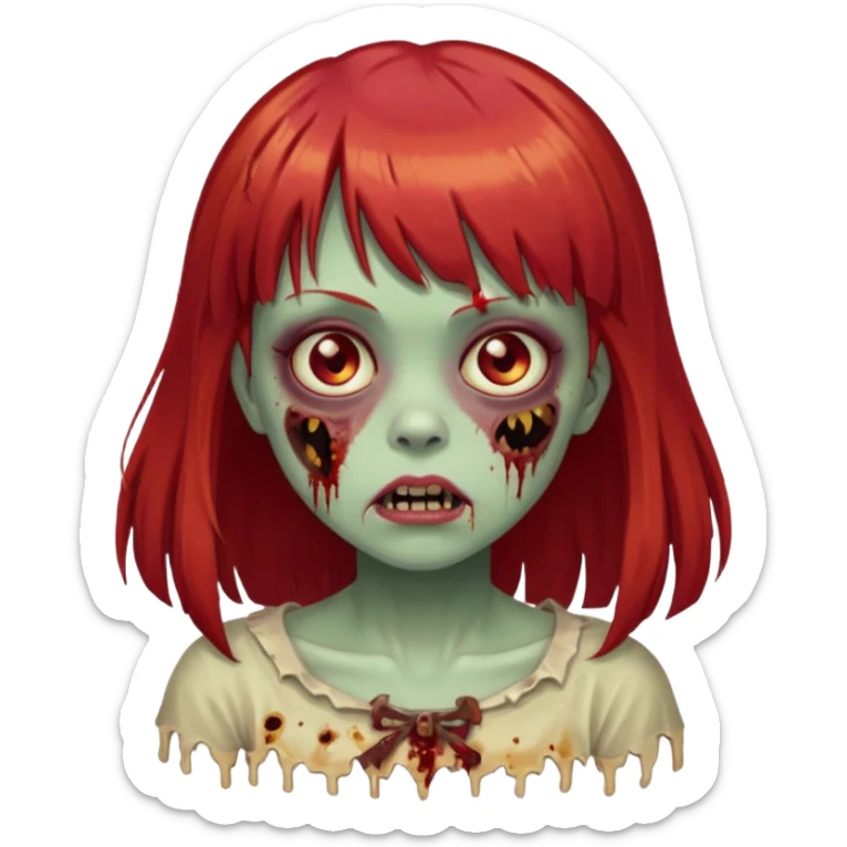 Uma menina de franja cheia, cabelos vermelhos e olhos de mel zumbi sticker