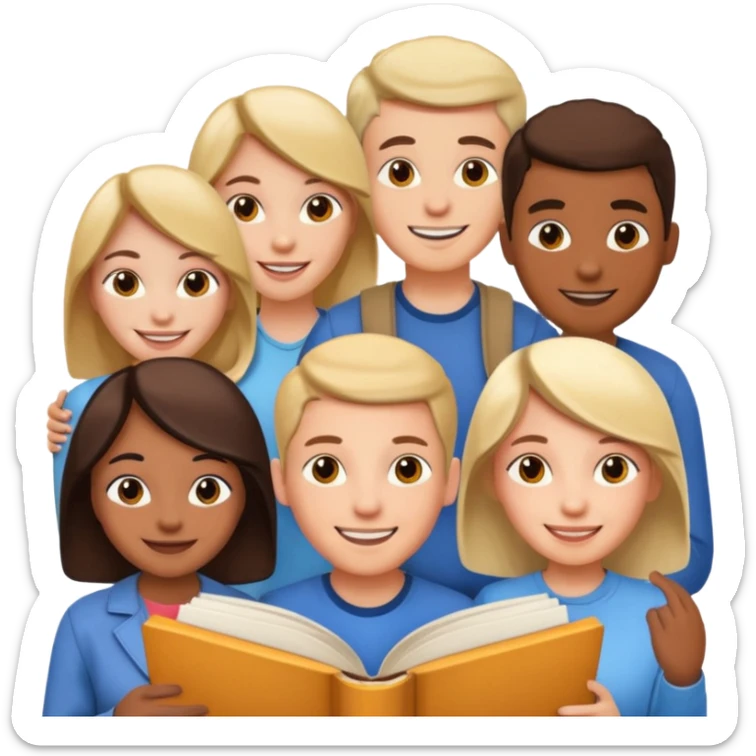 a bunch of people on the cover of a book sticker