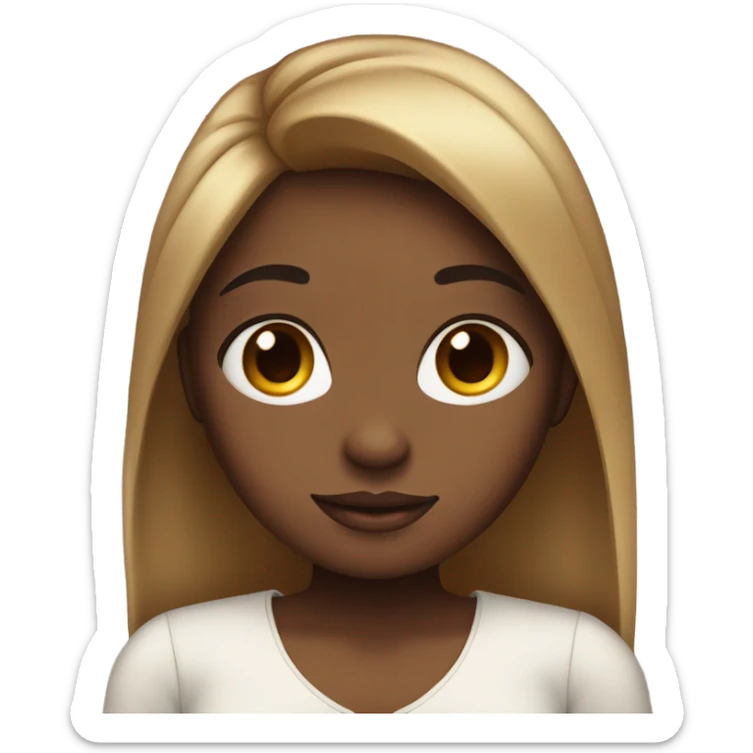 cute black girl with cute long straight hair and a bow emoji
 sticker