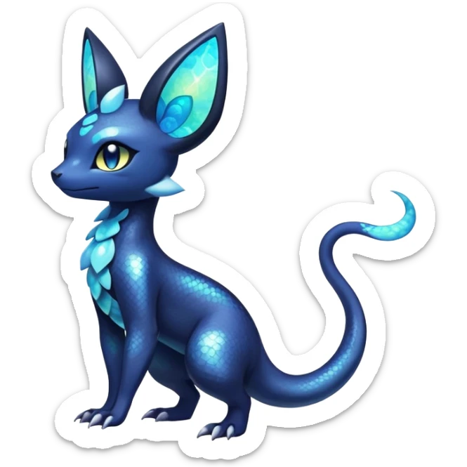 Colorful Iridescent Exotic Nebulae Salandit-Meowstic-Umbreon-Fakémon-hybrid-creature (full body)  sticker