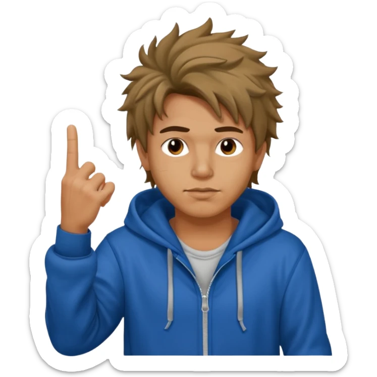 Moreno greñudo con capucha cuba la cara para el dedo del medio hombre sticker