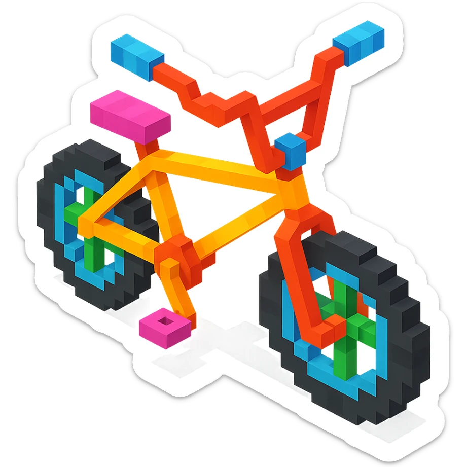 isometric view of a BMX bicycle in voxel style sticker