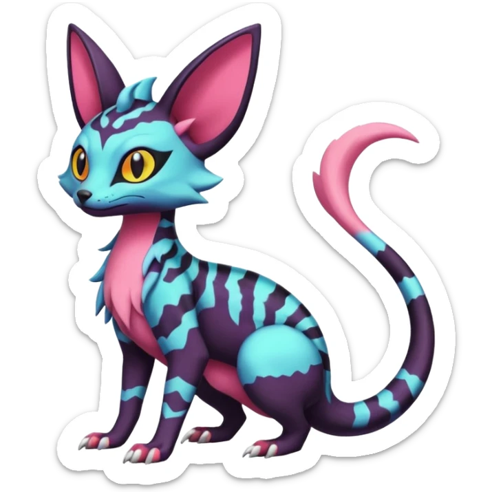 Pastel Salandit-Umbreon-Genet-Noivern-Noibat-Serval-Hybrid (Full body) sticker