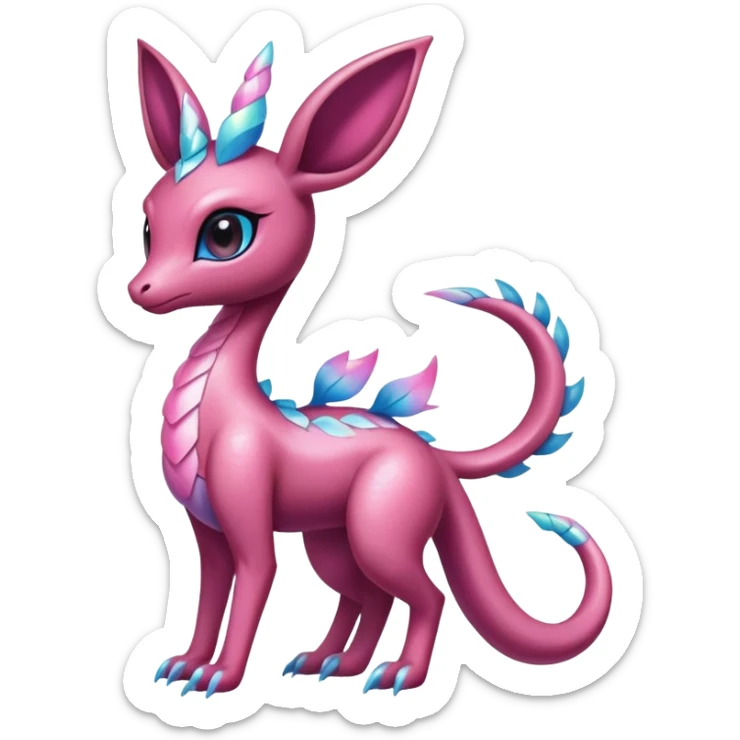  Dark Shiny Scaly Cute Gothic Exotic Amaura-Salazzle-Aurorus-Sylveon-Fakémon-hybrid-creature (full body)  sticker