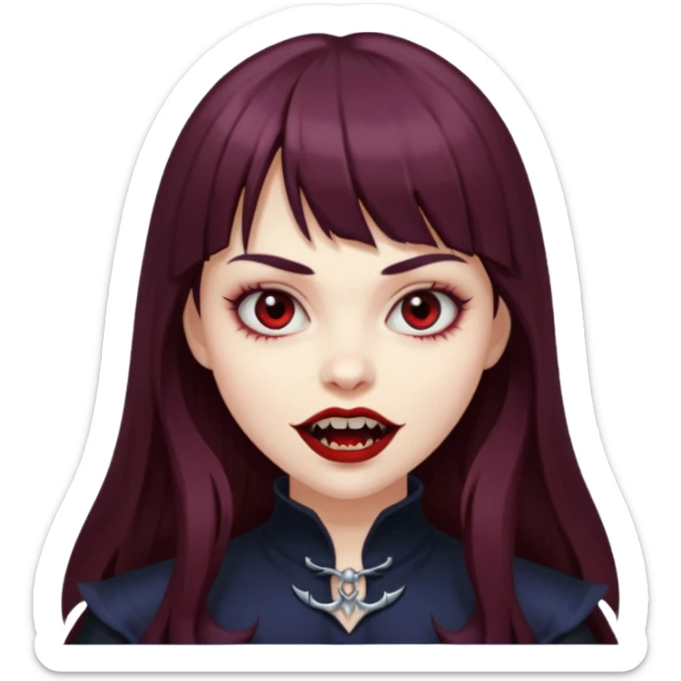 eu quero uma menina de franja e cabelo comprido cabelo castanho parecendo uma vampira sticker