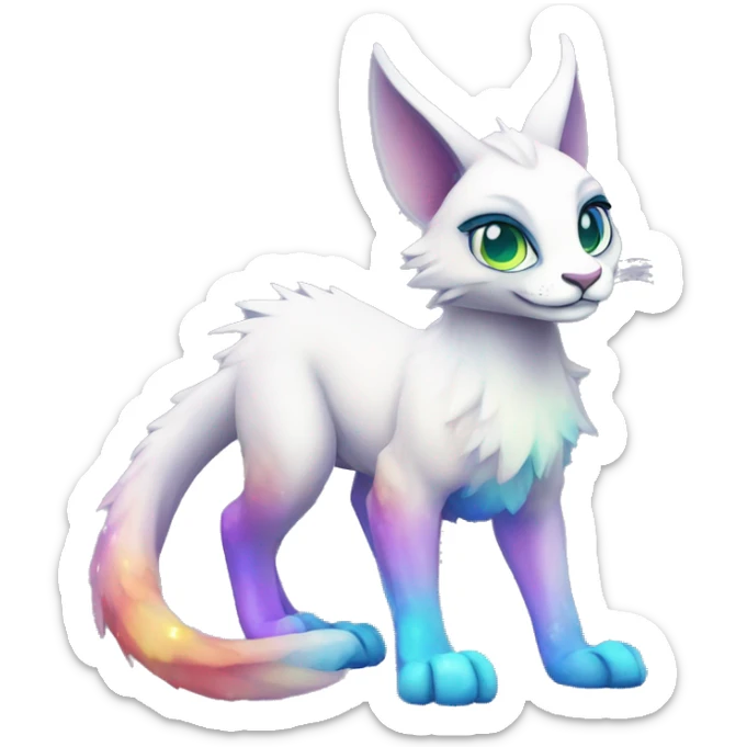 Cute Kawaii Epic Ethereal Sparkly Colorful Sergal-Caracal-Vernid full body sticker