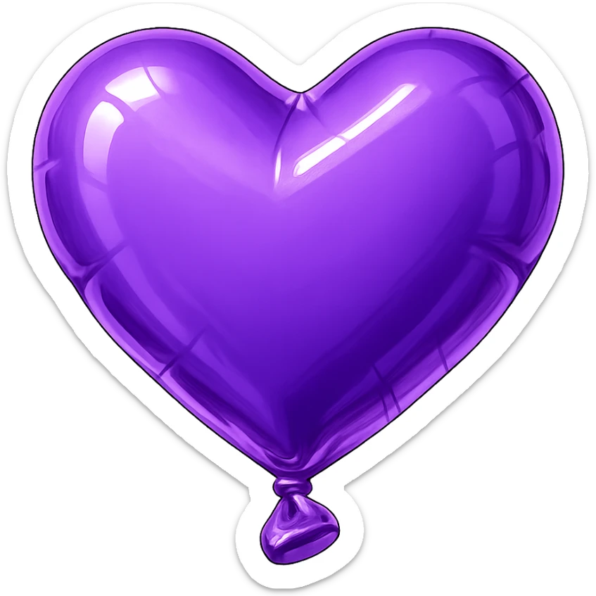 purple heart, balloon style, inflated, no text sticker