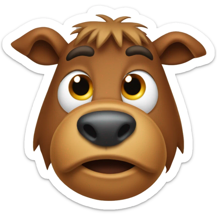 Alf from the ALF tv series. Face: Use a brown or orange-brown color for the face.
Nose: A large, oval-shaped nose in a darker brown.
Muzzle: A prominent, rounded muzzle area, also brown, to mimic ALF’s snout. sticker