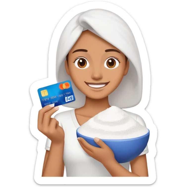 Happy emoji with creditcard in hand and a pile of white powder sticker