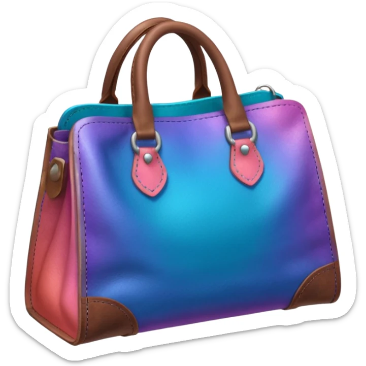 coins  pack in gradient of turquoise, blue, pink, purple, and coral color in leather brown bag sticker