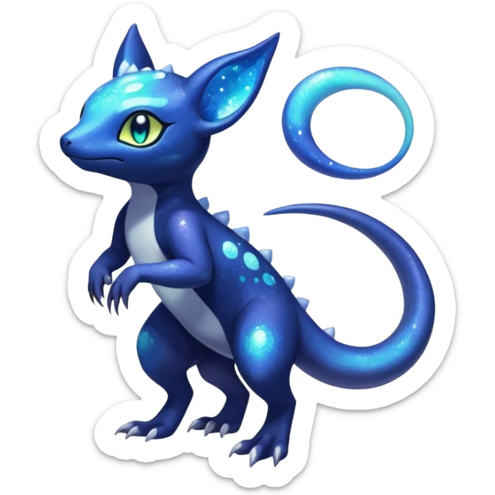Colorful Iridescent Exotic Nebulae Salandit-Meowstic-Amaura-Fakémon-hybrid-creature (full body)  sticker