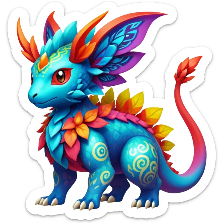 Elemental Exotic Colorful Fantasy Pokémon-Fakémon-hybrid-creature (full body) sticker