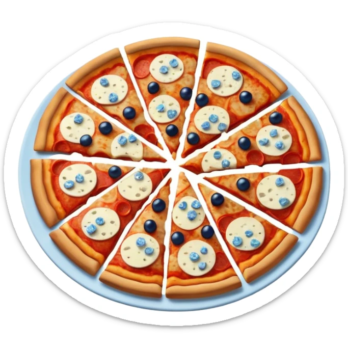 The pizzas have the colors of France on them sticker