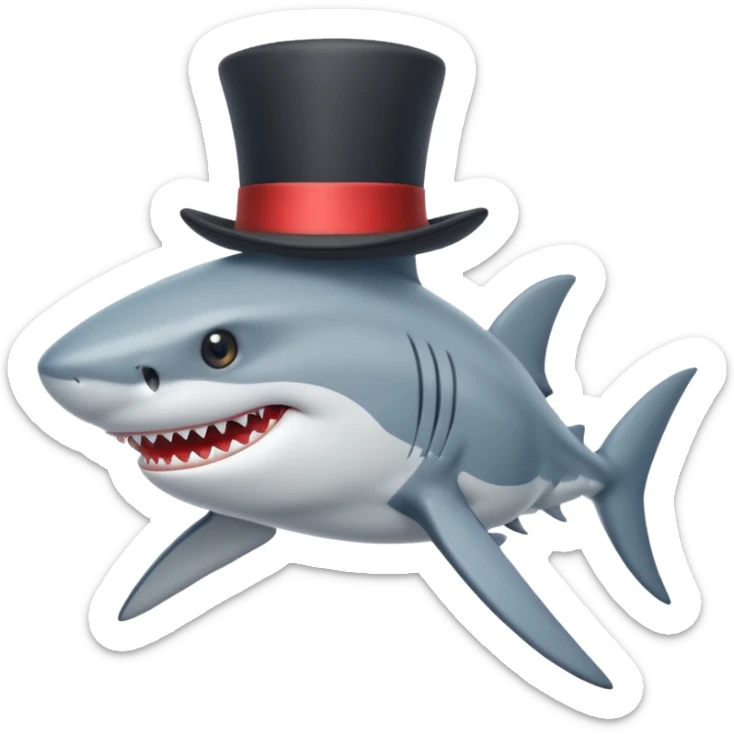 Shark with a top hat sticker