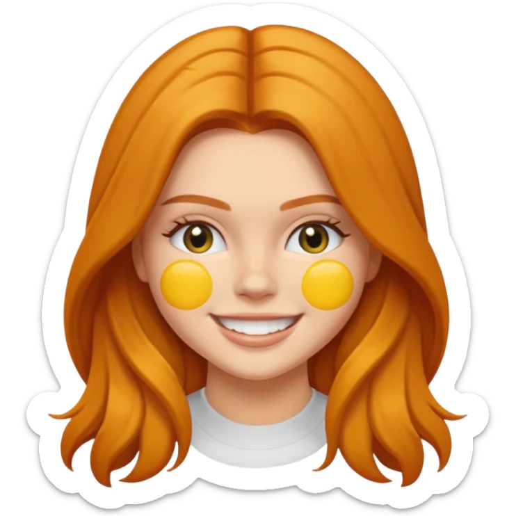 ginger Kendall Jenner with long hair in the style of an emoji sticker