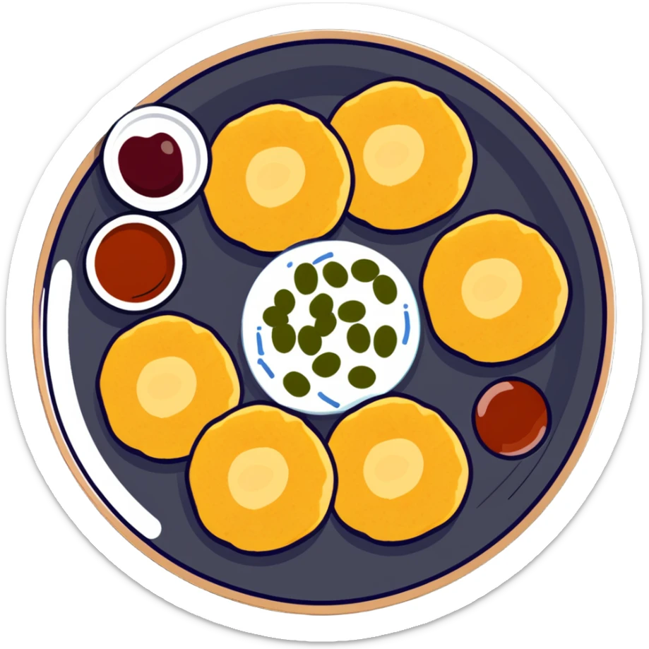 Aloo Tikki Chaat plate with potato patties topped with yogurt and chutneys sticker