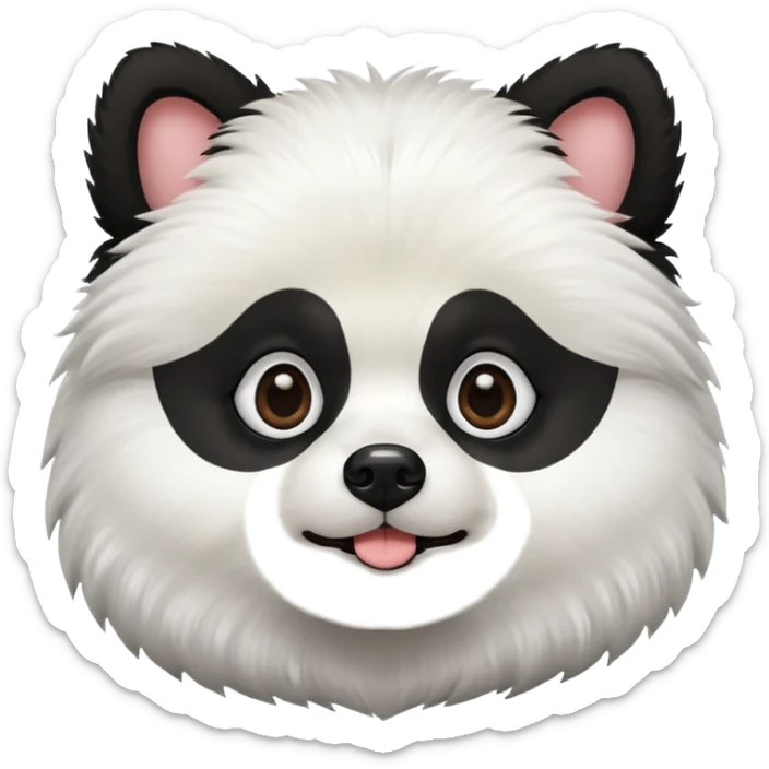 Dog pomeranian but hes like a panda the color and everything he has all black face but in the middle and nose part is white sticker