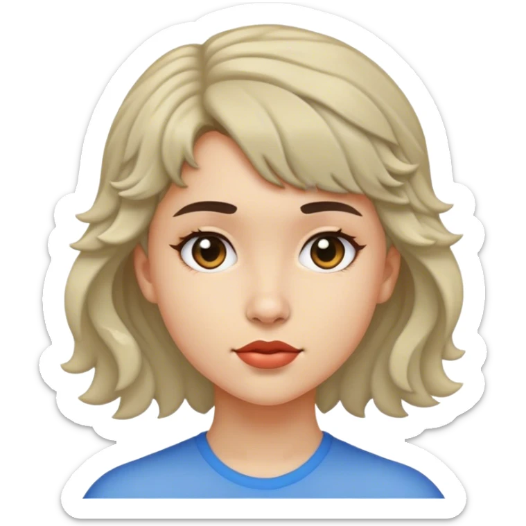 matt girl with super short mullet wavy dark hair sticker