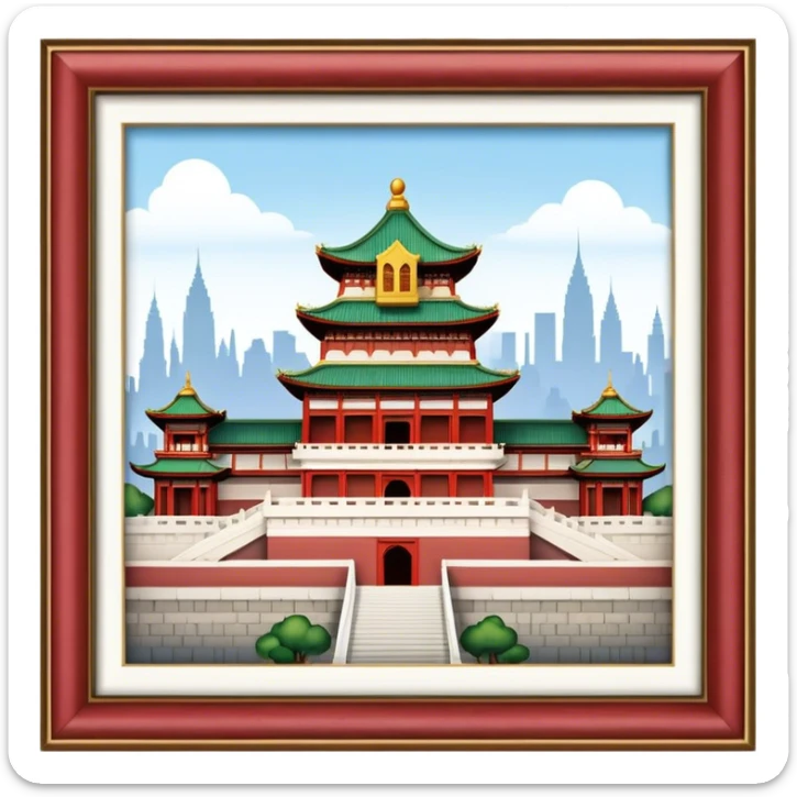 Cinematic Realistic Imperial City of Hu·∫ø Landmark Emoji, showcasing historic palaces and temples rendered with intricate textures and regal, soft lighting. sticker