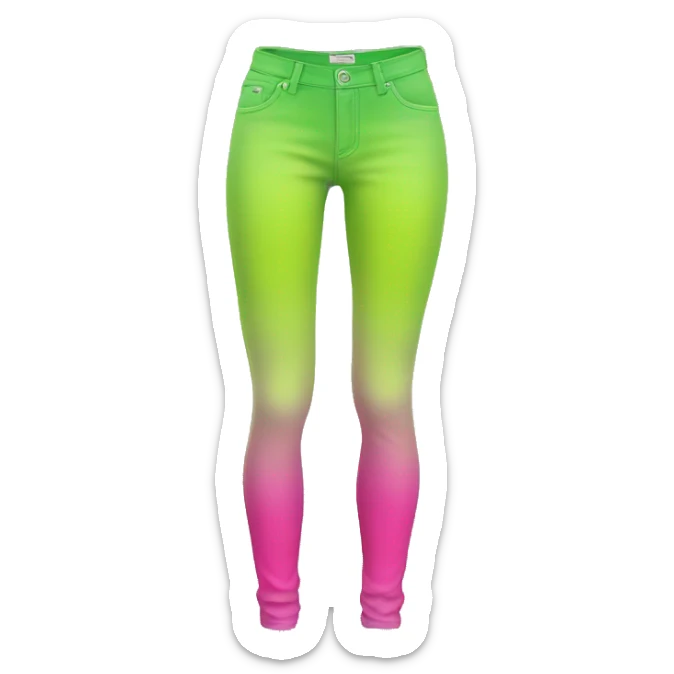 Realistic isolated side view of a pair of white,hot pink,and lime green ombre jegging pants. sticker