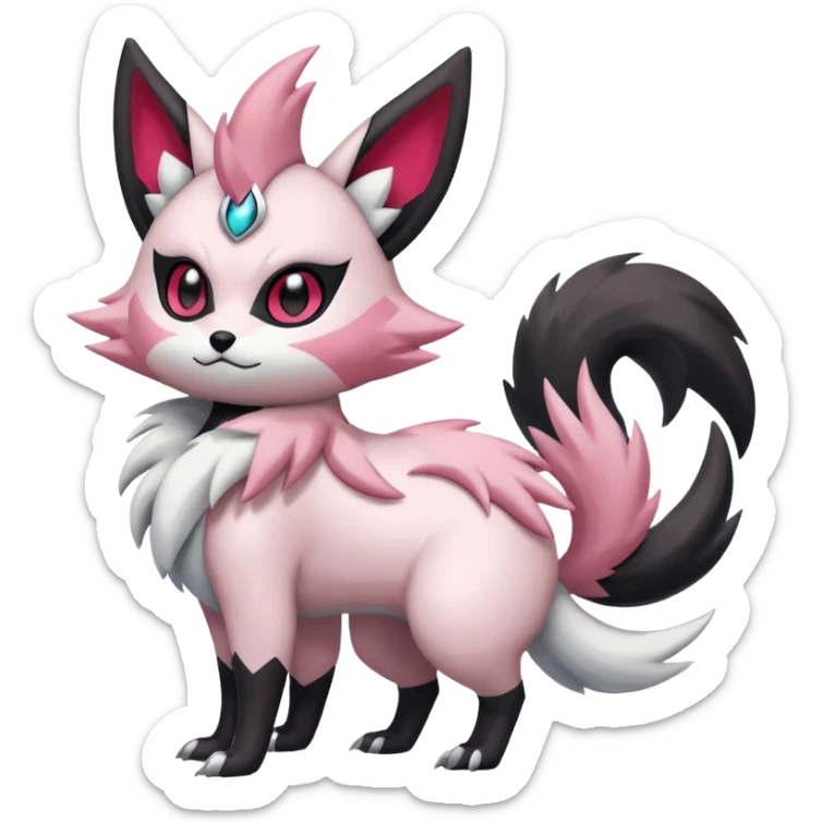 Absol-Zorua-Meloetta-Furret-Zangoose-fusion-animal-Fakémon-hybrid-creature  sticker