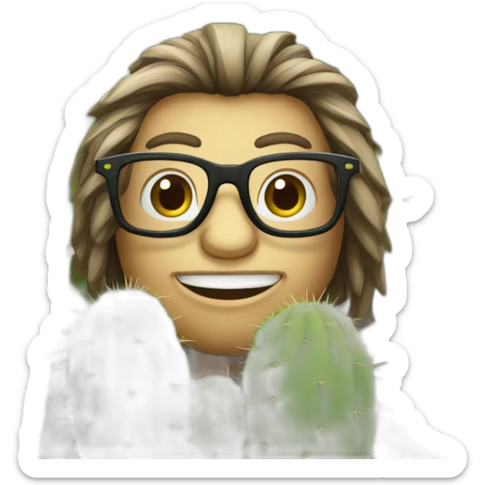 Un singe avec des lunettes qui a des cheveux de cactus un cactus sticker