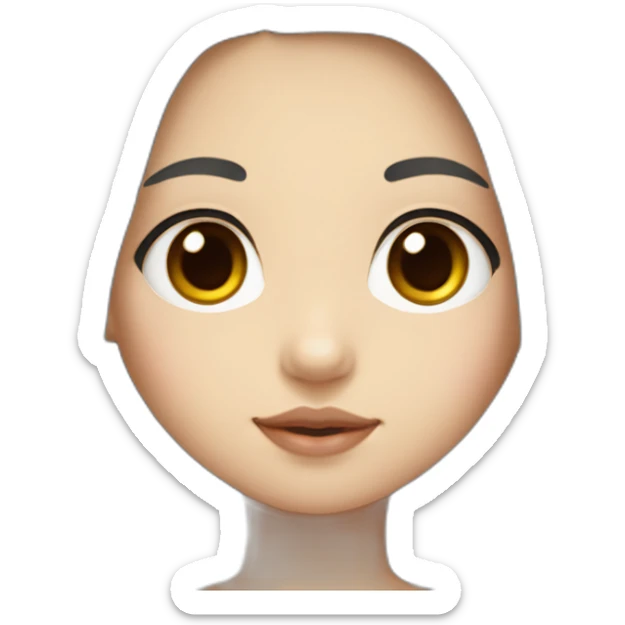 A girl with long hair, plump lips and a small nose, and big eyes, looks like a Korean girl sticker