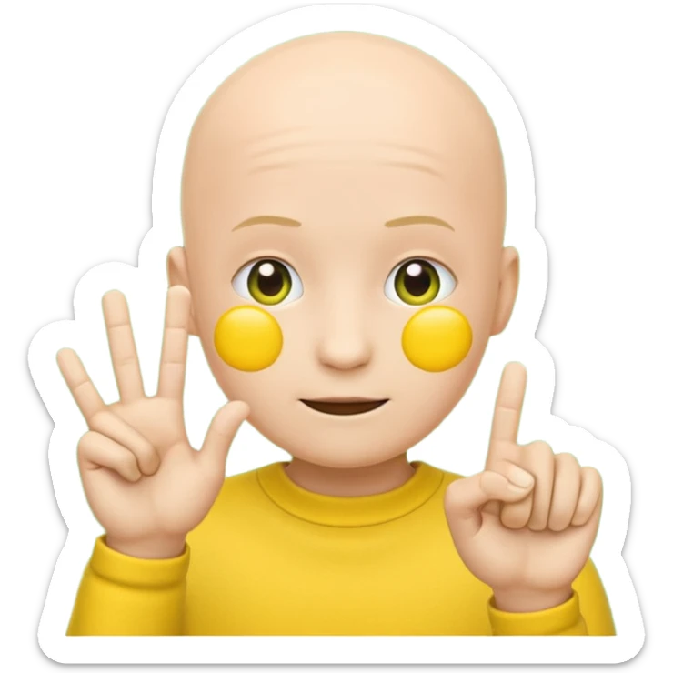 no hair round yellow emoji no finger upp with greenscreen sticker